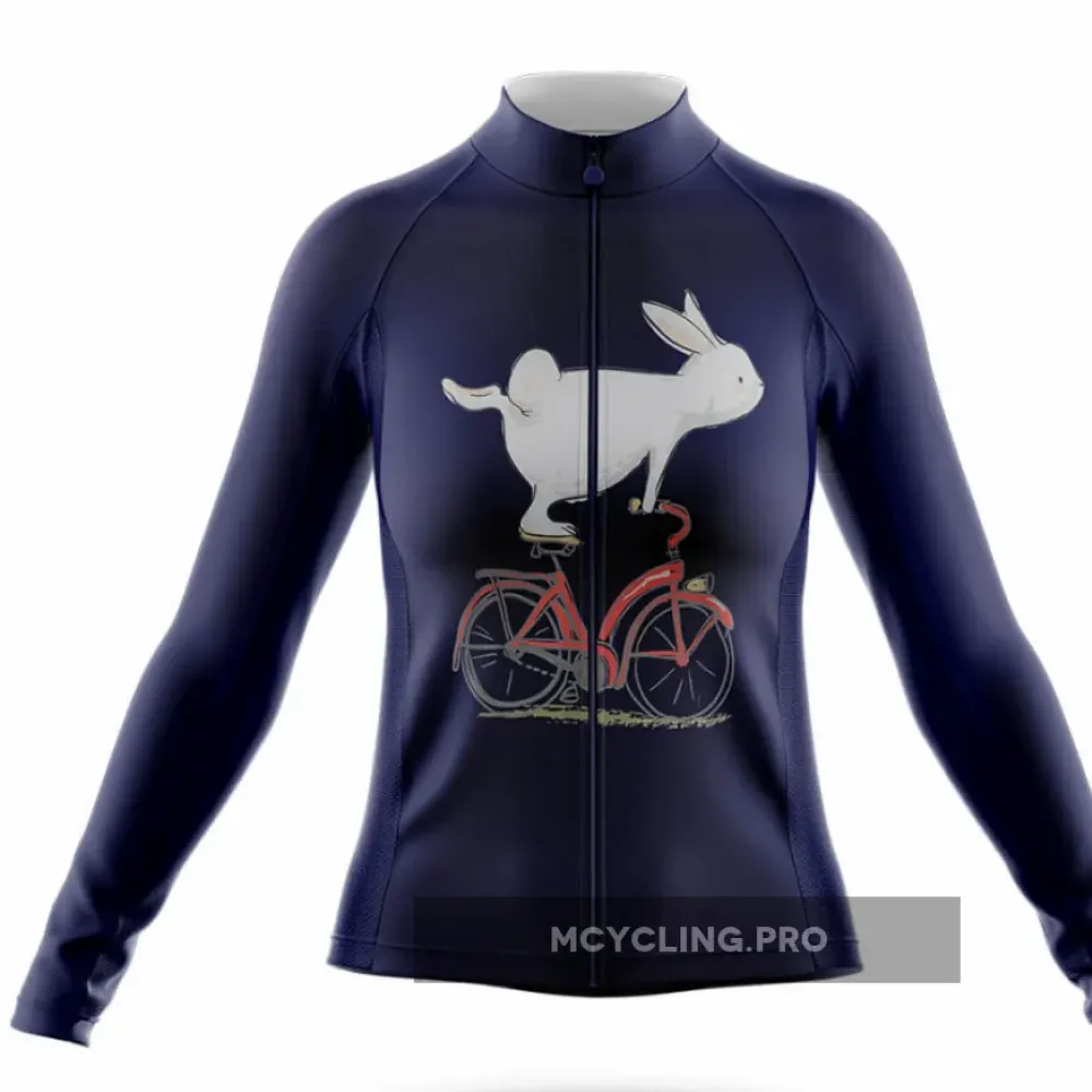 Bunny On Bike - Women's Long Sleeve Cycling Jersey