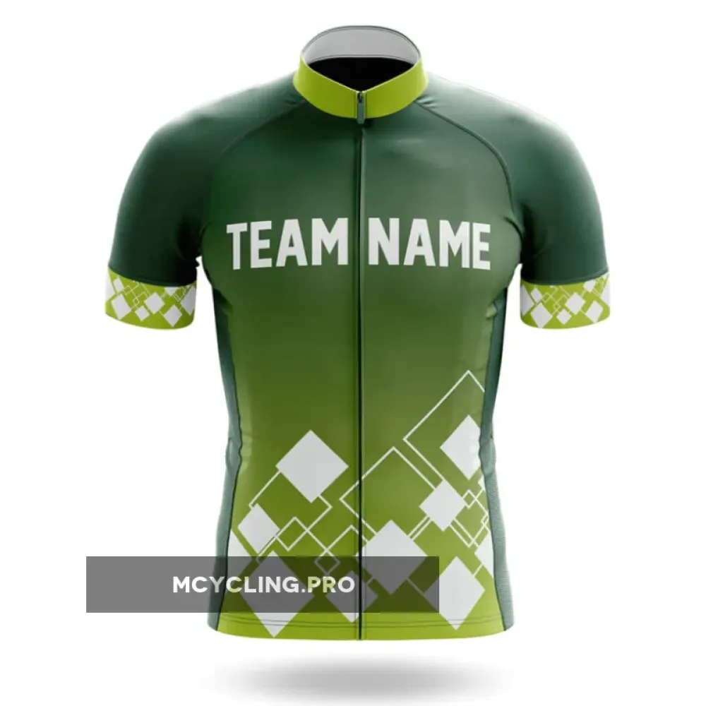 Custom Team Name V19 Green Cycling Jersey