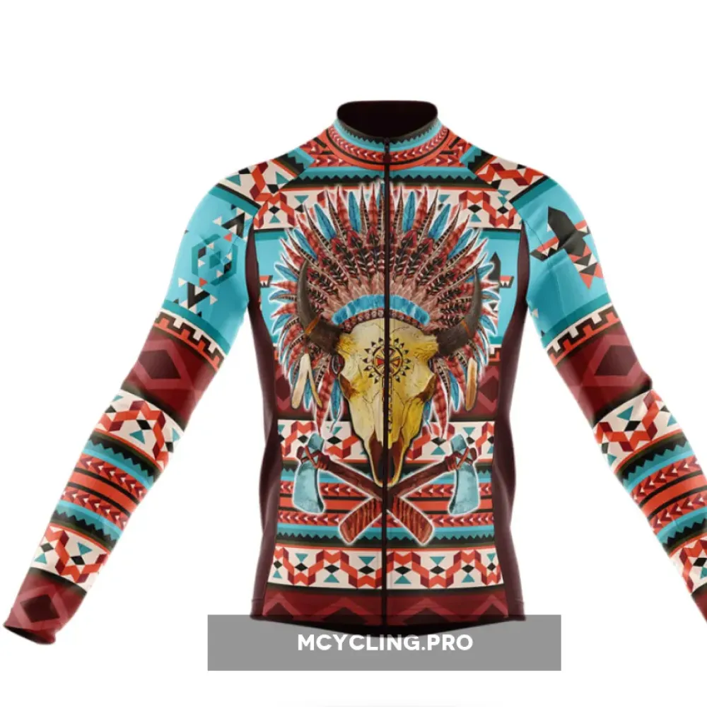 Native Indian Bison Long Sleeve Cycling Jersey