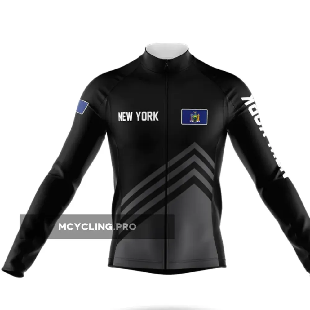 New York S4 Black Long Sleeve Cycling Jersey
