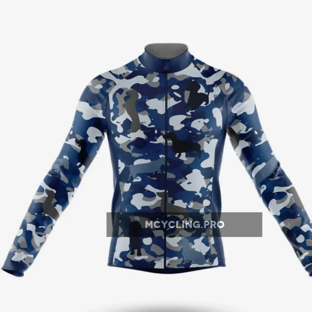 Camo Dachshund Long Sleeve Cycling Jersey Ver.2