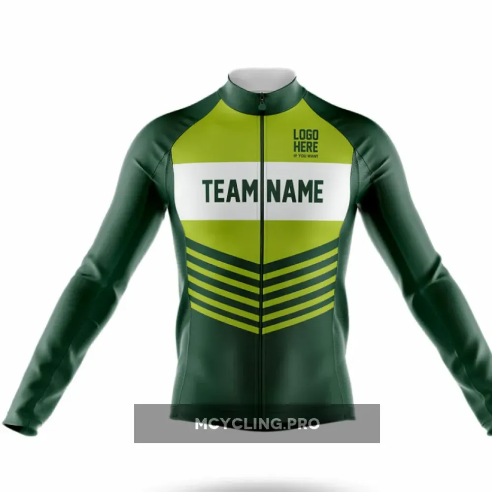Custom Team Name V20 Green Long Sleeve Cycling Jersey
