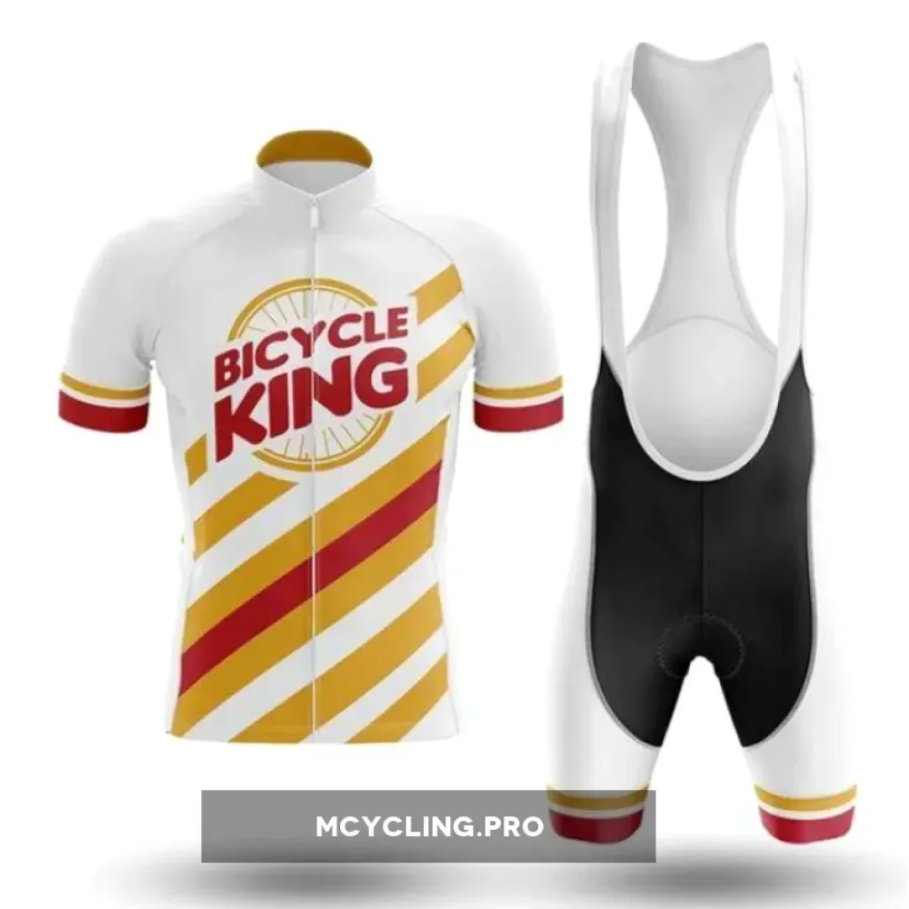 White-Yellow-Red Striped Cycling Kit Featuring Jerzi & Shorts