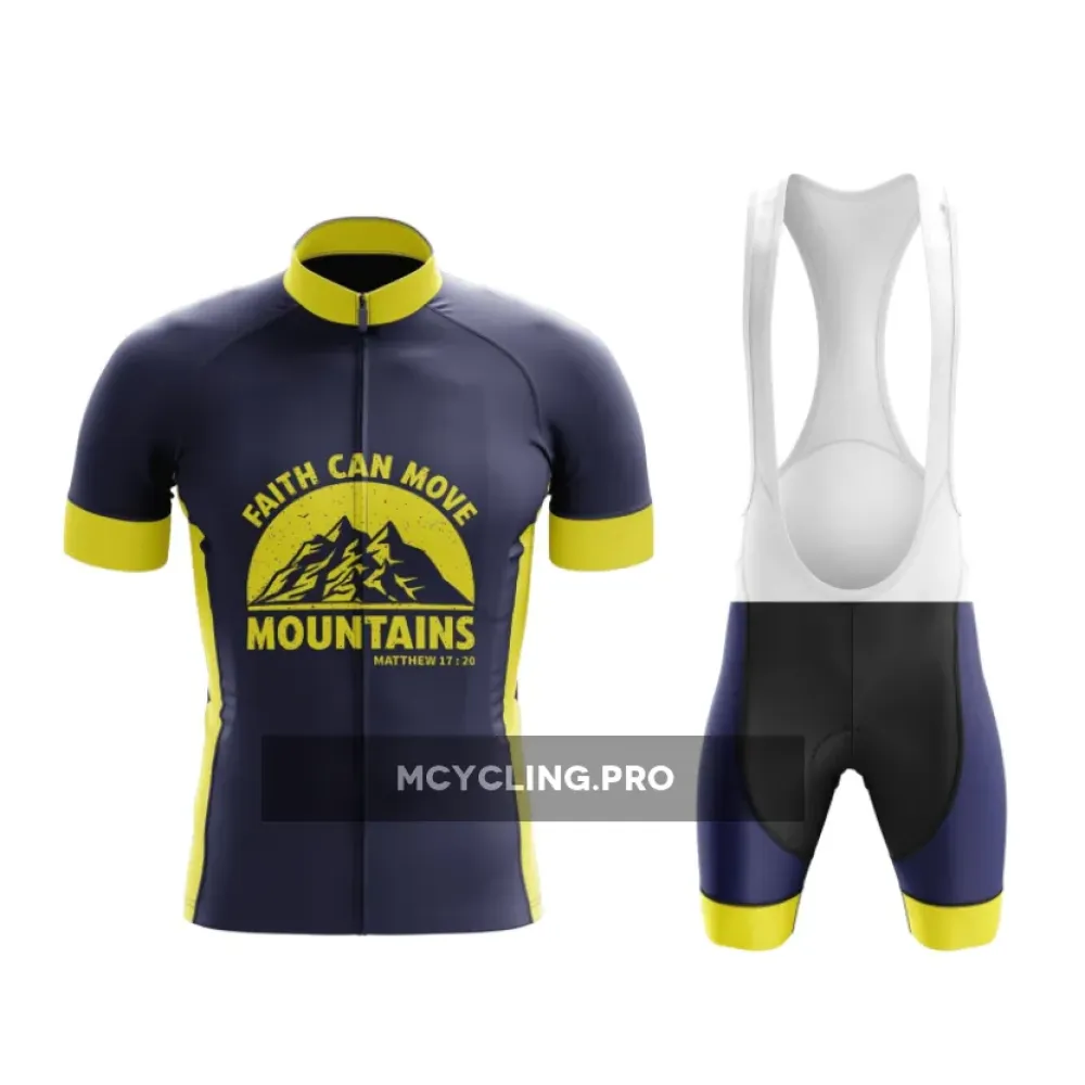 Navy & Yellow Bold Cycling Kit with Motivational Phrase