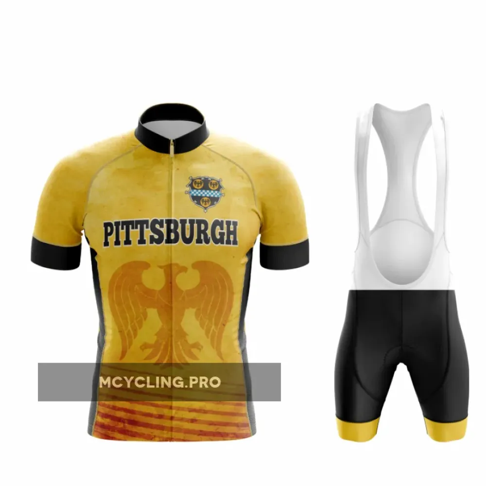 Bold yellow Pittsburgh cycling road kit with accents
