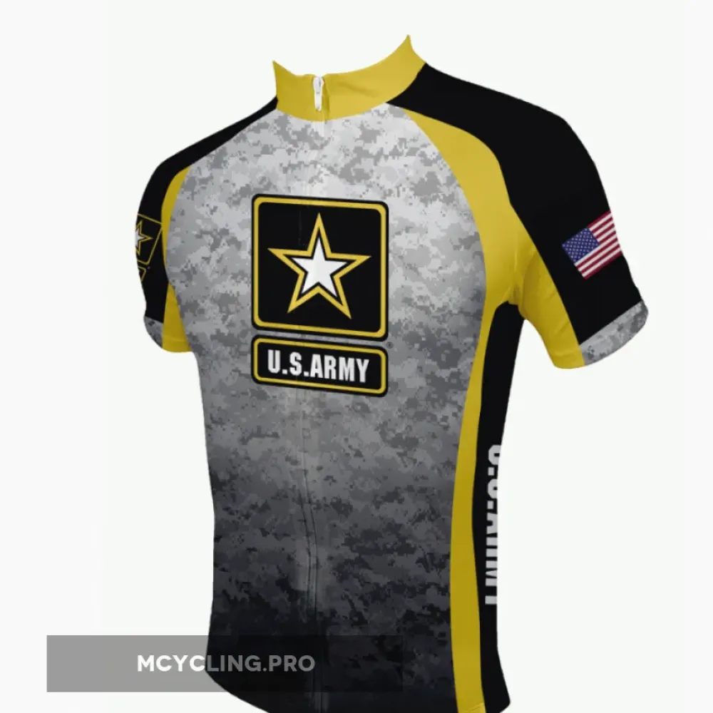 US Army Camo Cycling Jersey Military Gray/Yellow/Black