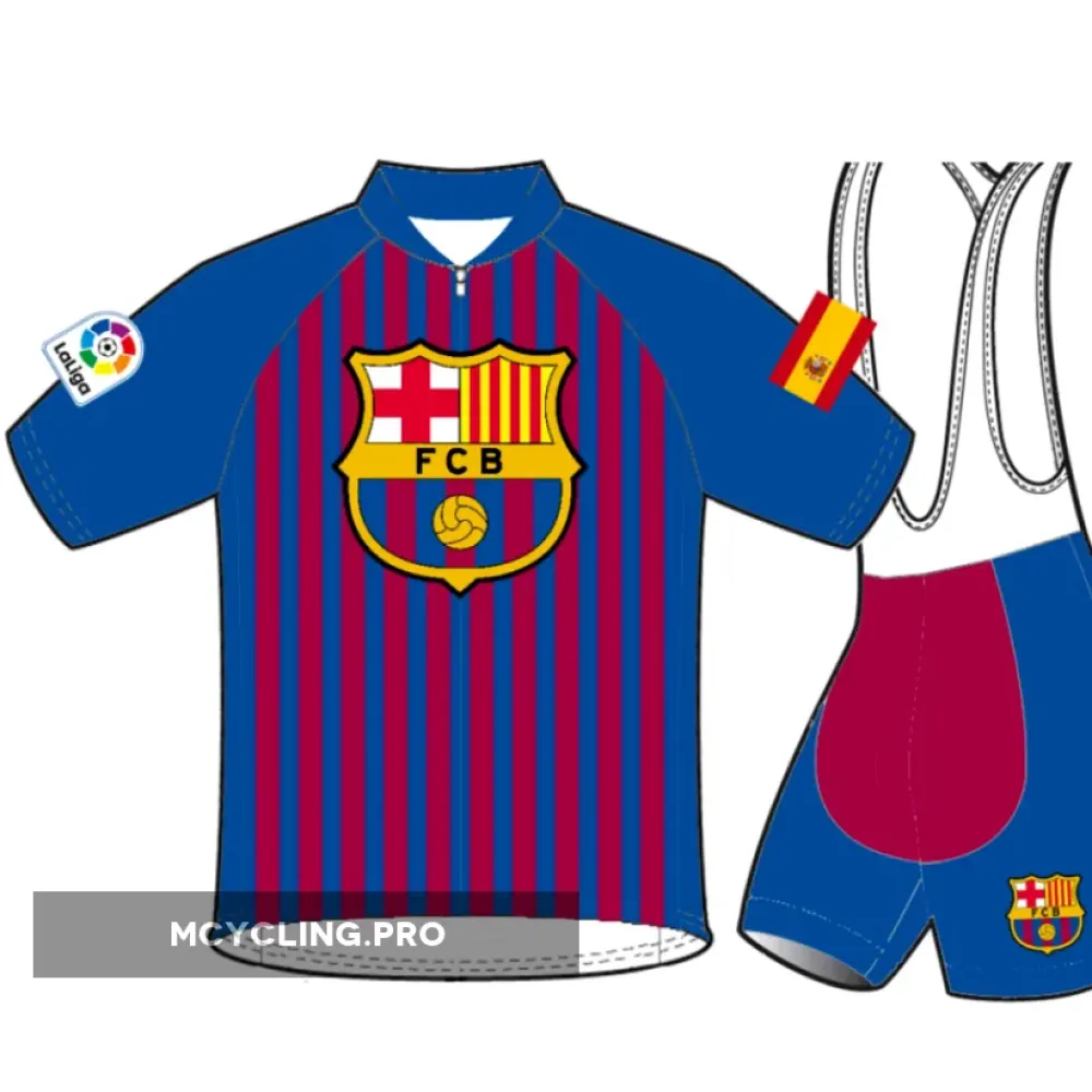FC Barcelona Cycling Jersey and Bib Shorts Blue/Maroon/Red