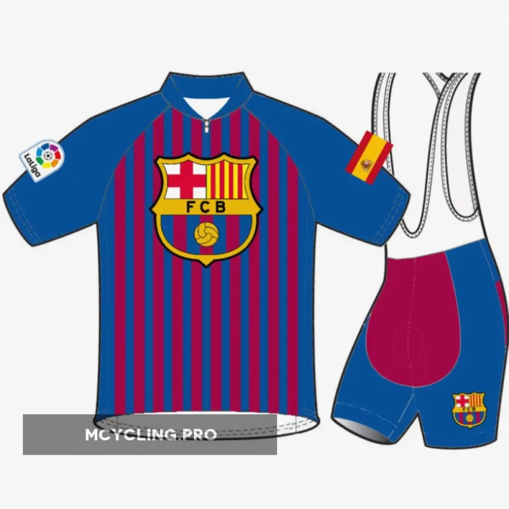 FC Barcelona Cycling Jersey and Bib Shorts Blue/Maroon/Red