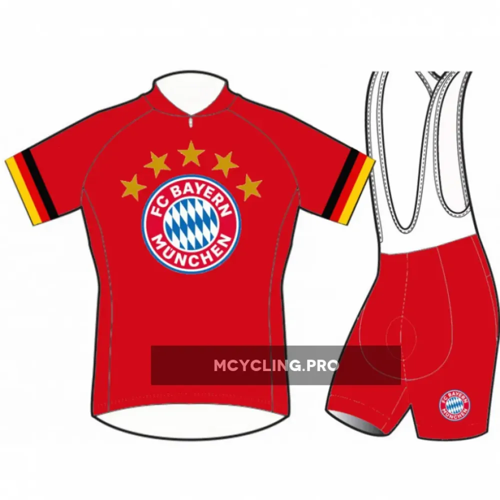 Bayern Munich Cycling Jersey Bib Shorts Red/Yellow/Black