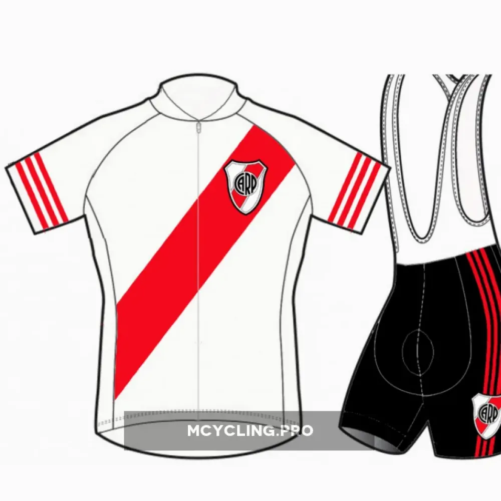 River Plate Cycling Jersey and Bib Shorts White/Red/Black