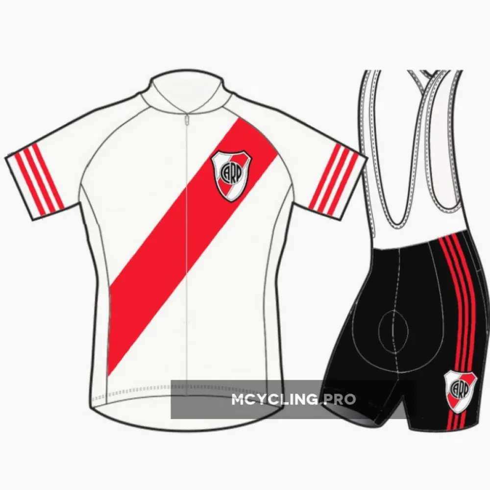 River Plate Cycling Jersey and Bib Shorts White/Red/Black