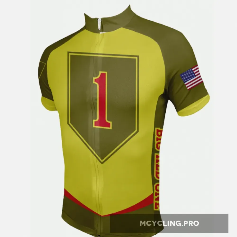US Army Unit 1st Infantry Division Cycling Jerseys Olive Green/Yellow/Red