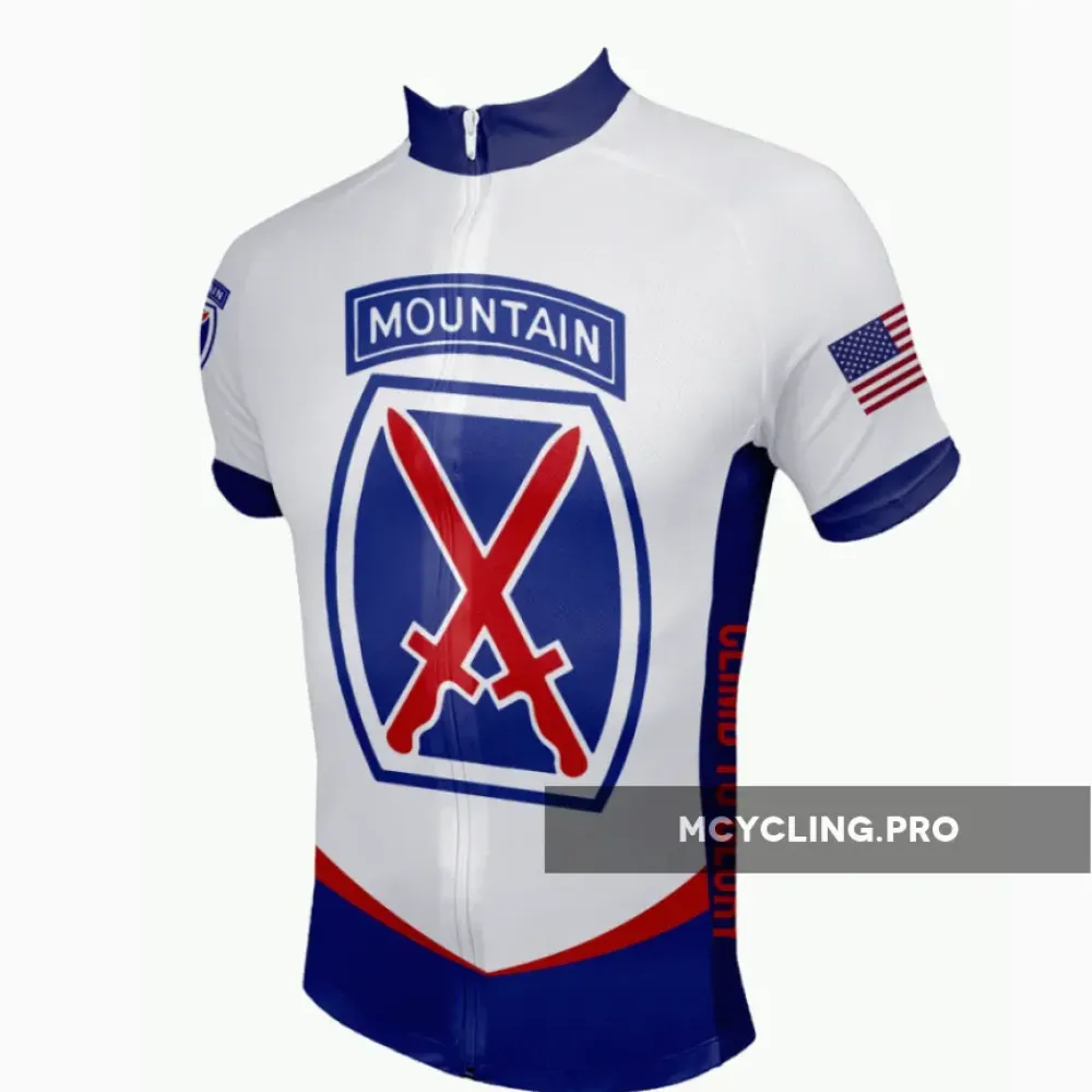 US Army 10th Mountain Division Cycling Jersey White/Blue/Red