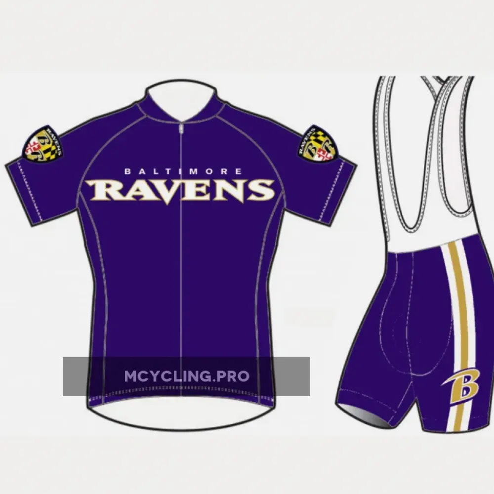 Baltimore Ravens Cycling Jerseys (bib) Shorts Sets Purple/Gold/Black
