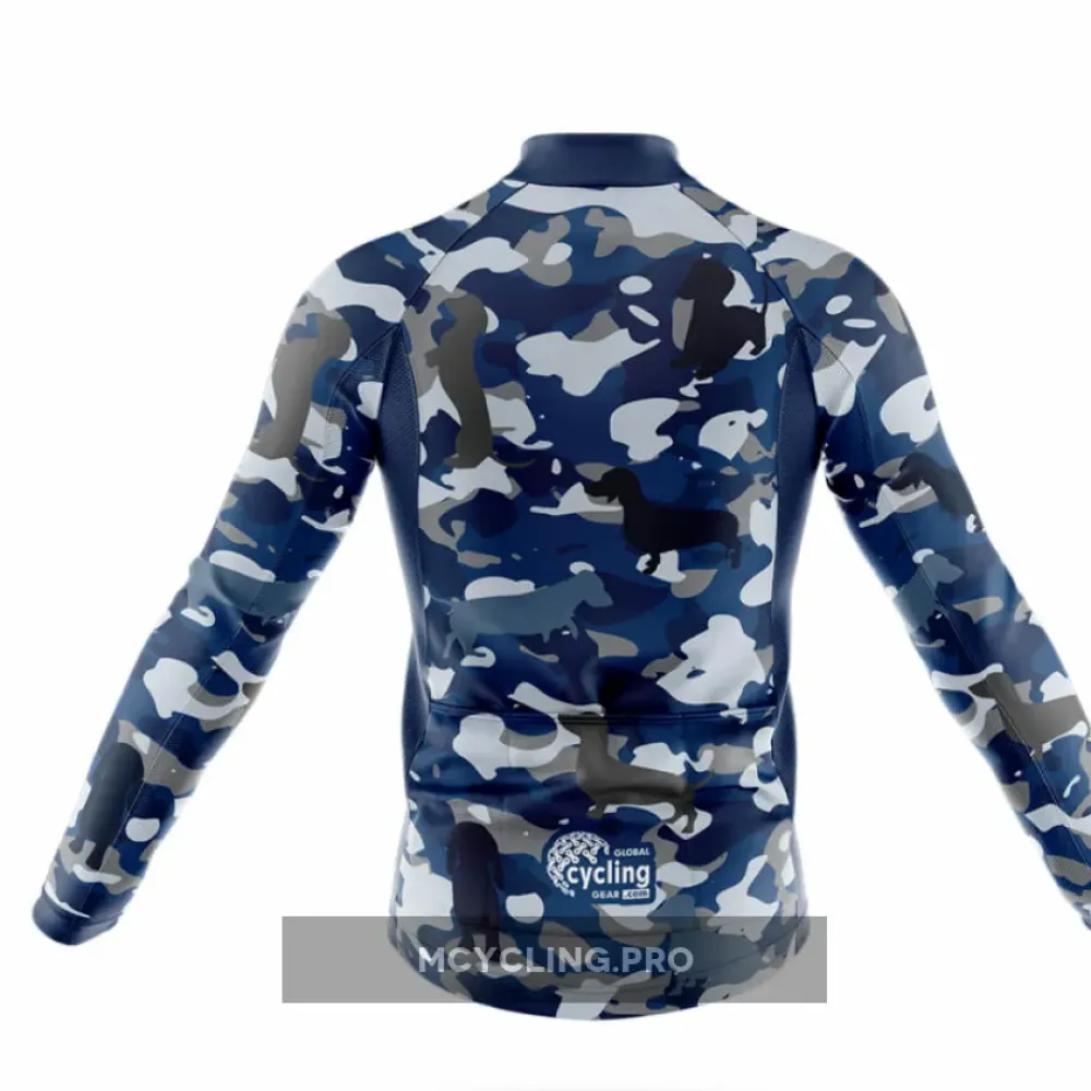 Camo Dachshund Long Sleeve Cycling Jersey Ver.2