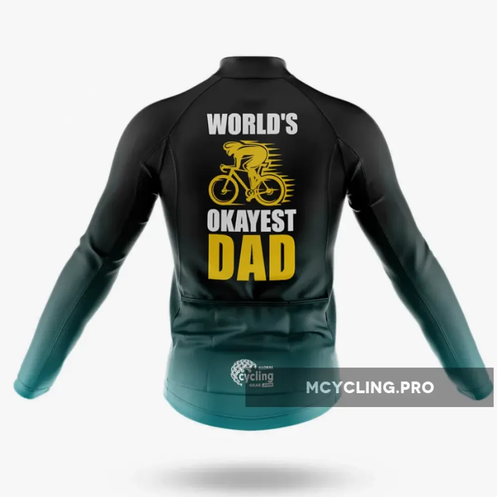 World's Okayest Dad Long Sleeve Cycling Jersey