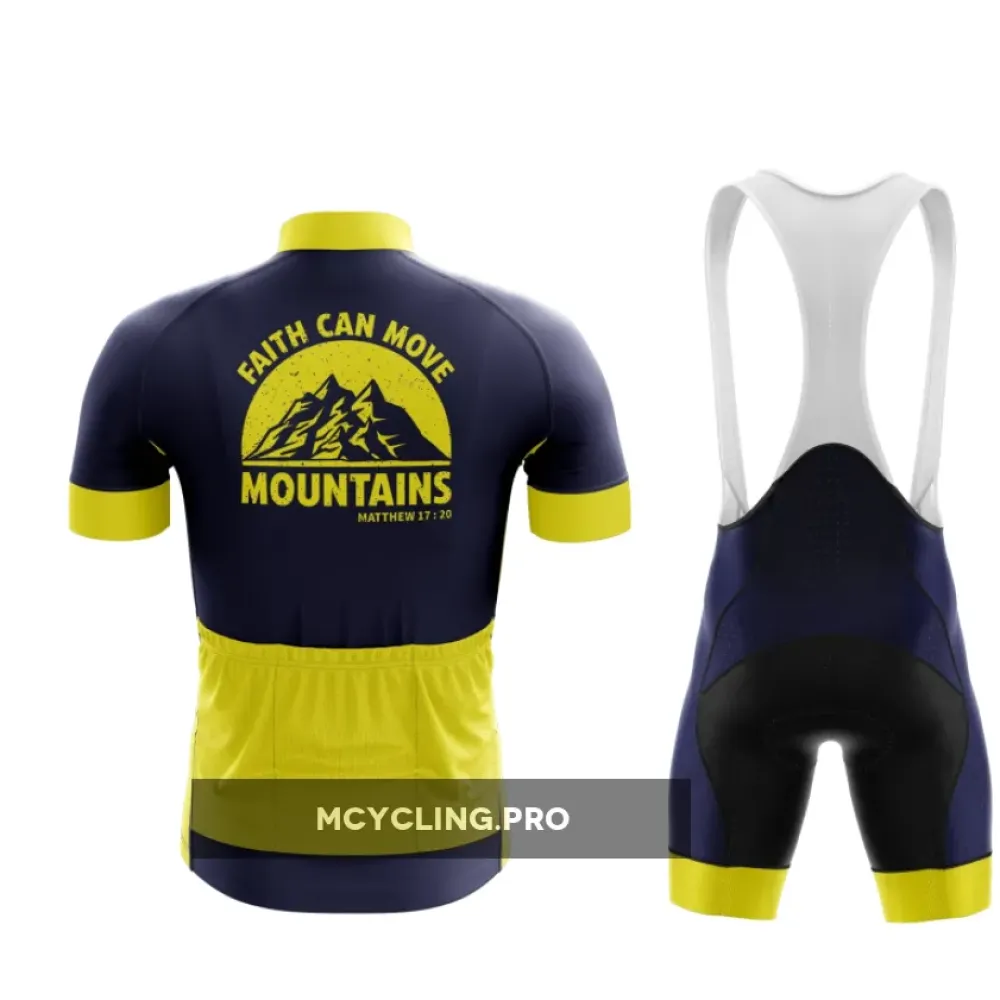 Navy & Yellow Bold Cycling Kit with Motivational Phrase