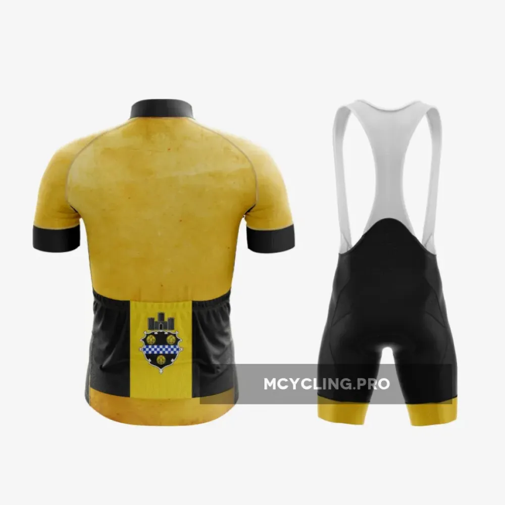Bold yellow Pittsburgh cycling road kit with accents